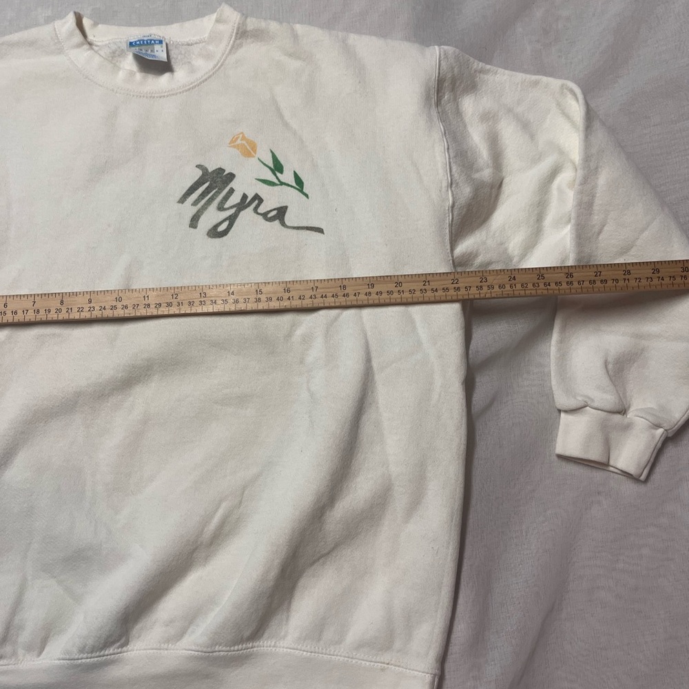 Myra Bag White Crewneck Sweater for Women Size Large Vintage Made by Cheetah. - Picture 3 of 5